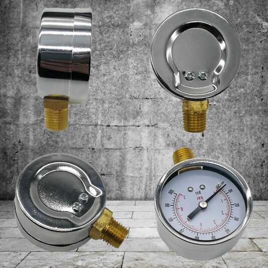 Reliable Dual Scale Mechanical Pressure Gauge for Gas and Water (100psi/7bar) with 1/4" NPT Bottom Mount