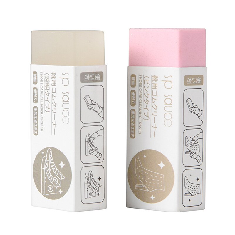 Goma de borrar para limpieza de zapatos, limpiador de botas de ante y piel de oveja, Tela de cuero mate, cepillos para el cuidado de los zapatos, zapatillas blancas de goma, 1/2 uds.: Transparent and pink