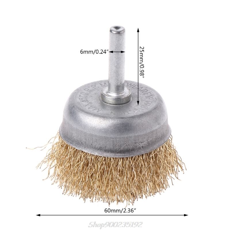 1 st skål stålborste 6mm skaft diameter platt ståltråd hjul elektrisk borr slipkvarn polerskiva avrostningsverktyg  jy29 20: 2
