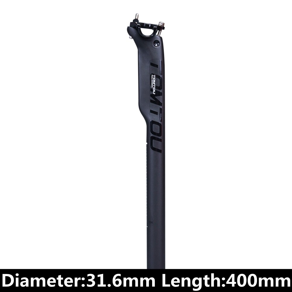 Tomtou Zwart Matte Ud Carbon Road Mountainbike Zadelpen 27.2/30.8/31.6*350/400 Mm Fiets zitbuis Onderdelen: 31.6X400mm