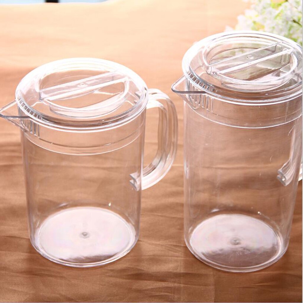 2 Pcs Acrylic Pitcher with Handle and Lid, Handmade Water Jug for /Cold Water, Ice Lemon Tea and Juice Beverage 1.5L &amp; 2L