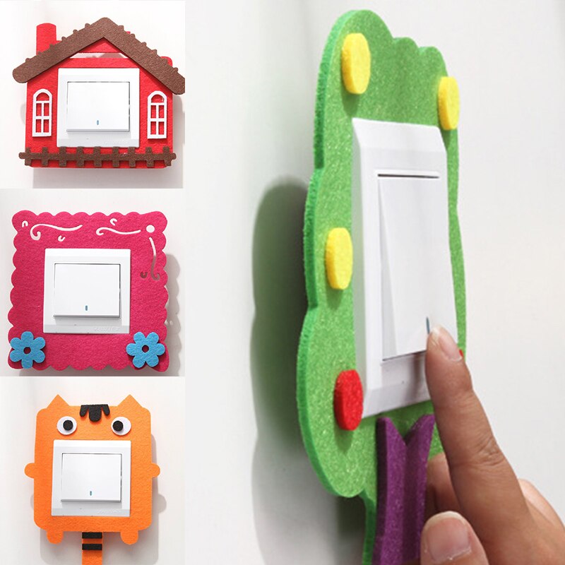 Cute cartoon felt switch stickers Hollow switch stickers home without hurting the wall Adhesive switch cover