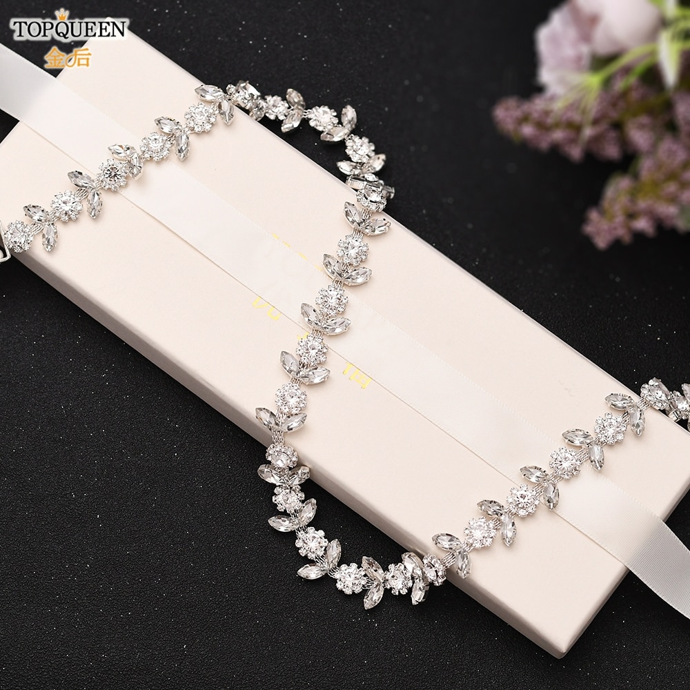 TOPQUEEN Luxus Strass Gürtel Hochzeit Gürtel Diamant Braut Gürtel Schärpe Hochzeit Zubehör Abend Party Band Gürtel Schärpe S440