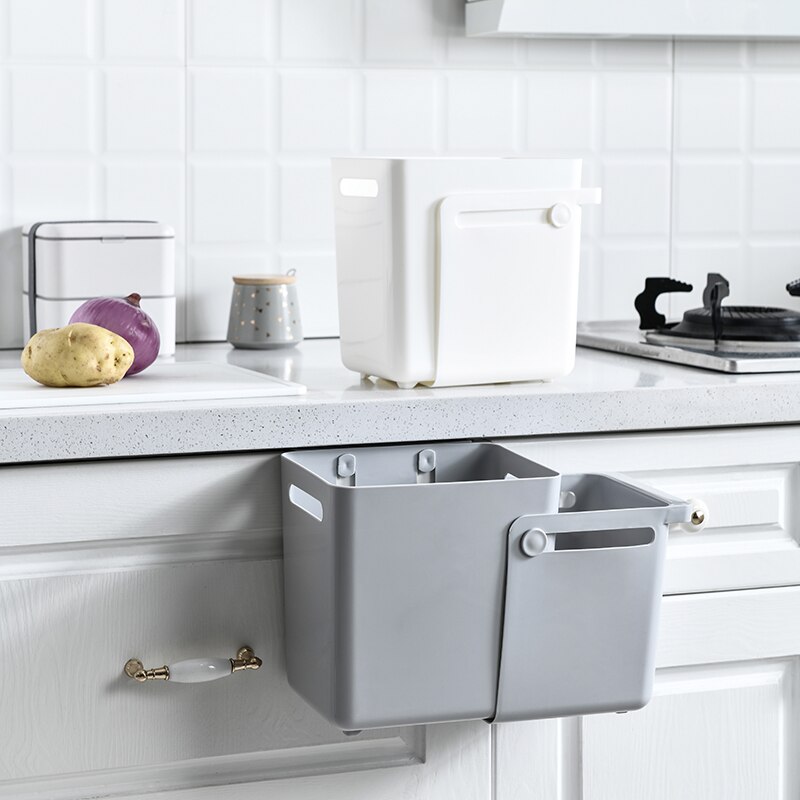 Hanging Trash Can Retractable Punch-free Wall-Mounted Garbage Can for Kitchen Wet and Dry Classification Useful