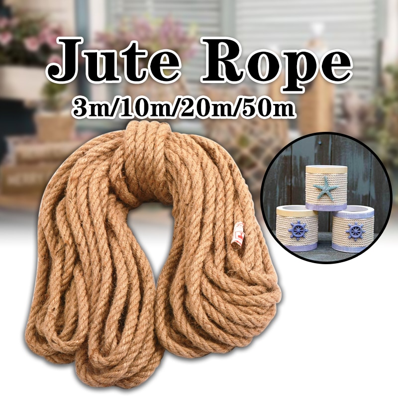 10mm 3-50m duurzaam gevlochten jute touw natuurlijk hennep touw decoratie kat huisdier krabben huis kunst decoratie doe-het-zelf handgemaakte accessoires