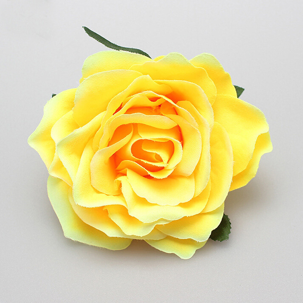 Horquillas y broche de flor rosa de tela dulce para mujer y niña, accesorios de playa, pinzas para el pelo, pasadores, tocado: YELLOW