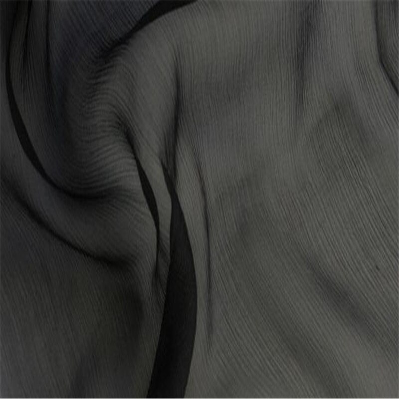 Tissu en mousseline de soie froissée , 5.5 m/m, 140cm, 54 pouces, crêpe Georgette de soie pour foulard: 10 black