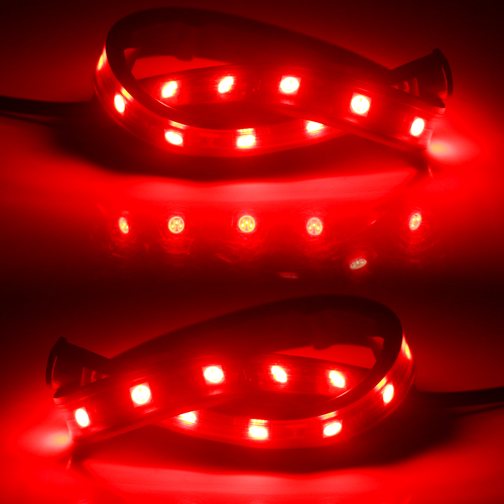 2 STKS 32 CM 5050 18 SMD LED Strip Licht 12 V voor Motorfietsen Auto's Boten Versieren Waarschuwing Flexibele Lamp Blauw Groen Rood Wit Amber