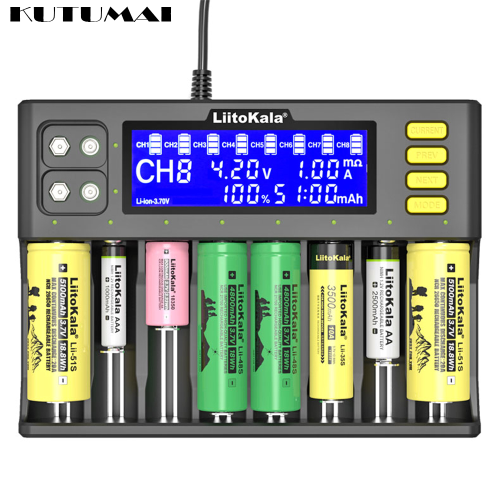 1-Slot 2 4 8 Slots 18650 Battery Charger LCD Display Li-ion 3.7V NiMH 3.2V IMR 3.8V Charger For 18650 26650 21700 26700 AA AAA