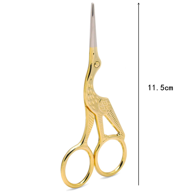 2 Size Stainless Steel Craft Scissors Handmade DIY Sewing Tools Zig Zag Fabric Scissors Pink Antique Stork Scissors: Large gold
