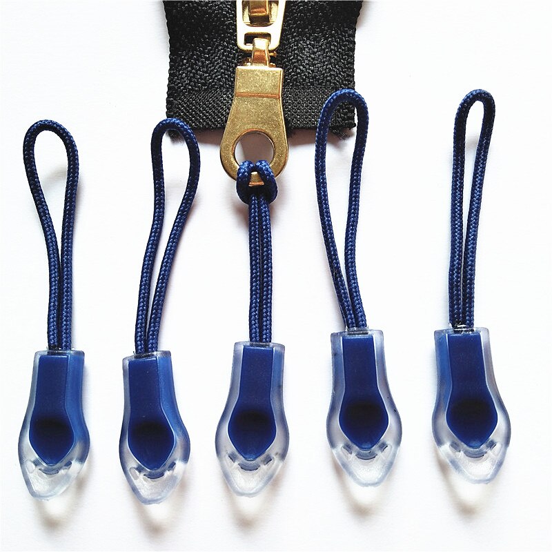 50Pcs Backpack Zipper Transparent Pull Cord Zip Fastener Zip Slider: 50pcs deep blue