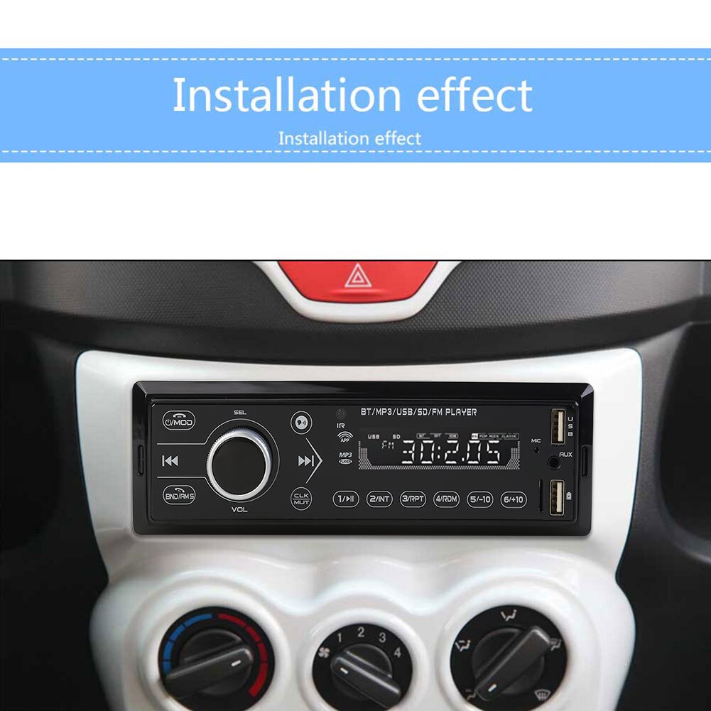 Single 1 DIN Car Stereo MP3 Player Bluetooth FM Radio In Dash Head Unit AUX-in Digital Media Receiver