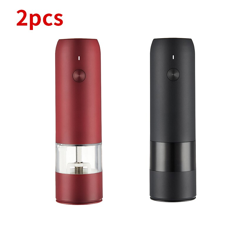 1/2Pcs Electric Pepper Grinder Sets USB Rechargeable Spice Mill Grinder with LED Light Adjustable Kitchen Grinding Gadgets: 2pcs3