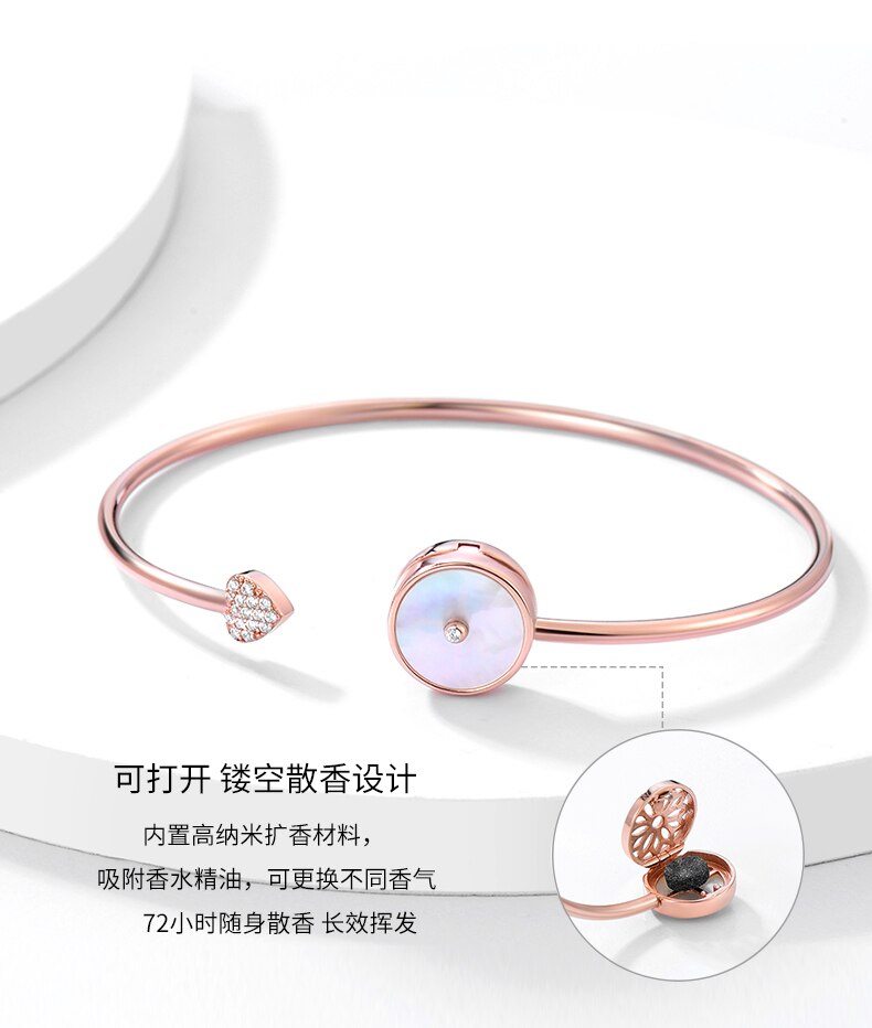S925 Herz bilden Aromatherapie Armbinde Ätherisches Öl Schmuck Duft Öl Halskette Für Freundin