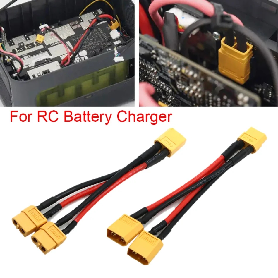 XT60 XT90 Male/Female Cable Parallel Battery Connector 3-Way 14AWG Silicone Wire Dual Extension Y Splitter for Charger Motor