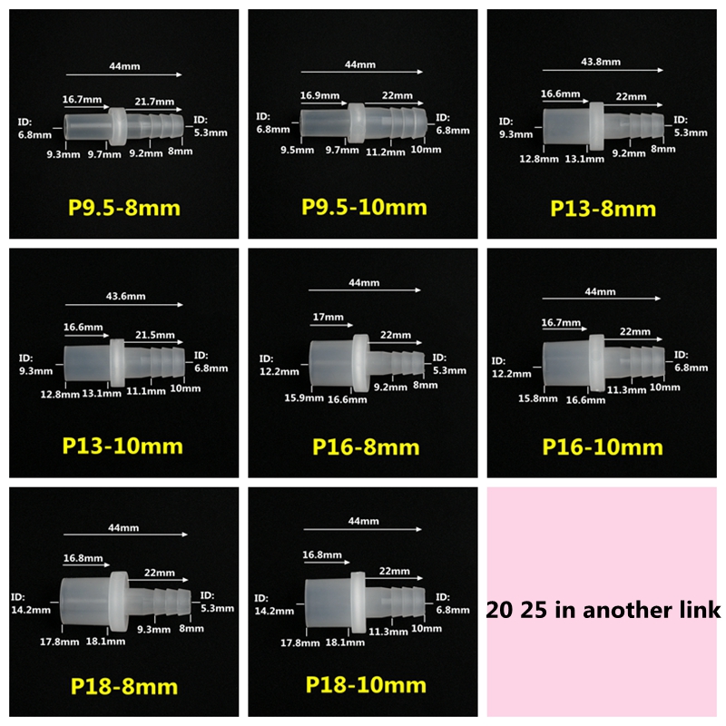 3-200 sztuk płaskie 9.5 ~ 20mm do 8 ~ 10mm PP złącza Fish Tank złączki do węży rura akwariowa stawy ogrodowe złącza wodne