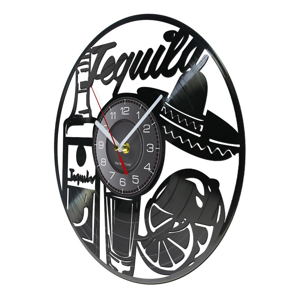 Dringking-Reloj de pared de grabación de vinilo para bebidas, cartel de pared de estilo Vintage, arte de la hora del Tequila, Bar, Pub, vino, para chico