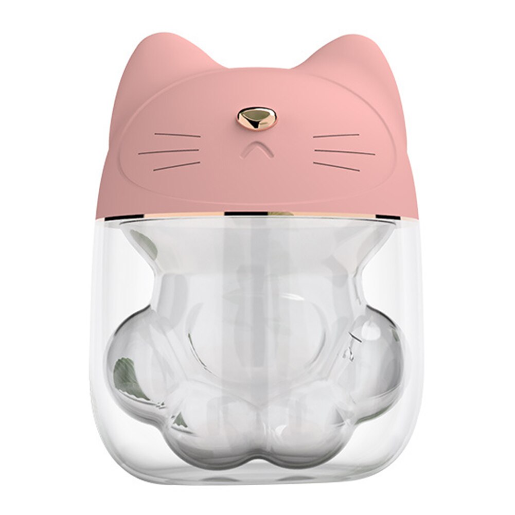 Mini bærbar rejse aromaterapi diffuser desktop natlys 3 in 1 bil luftfugter tåge maker soveværelse usb forbindelse kat form: Lyserød
