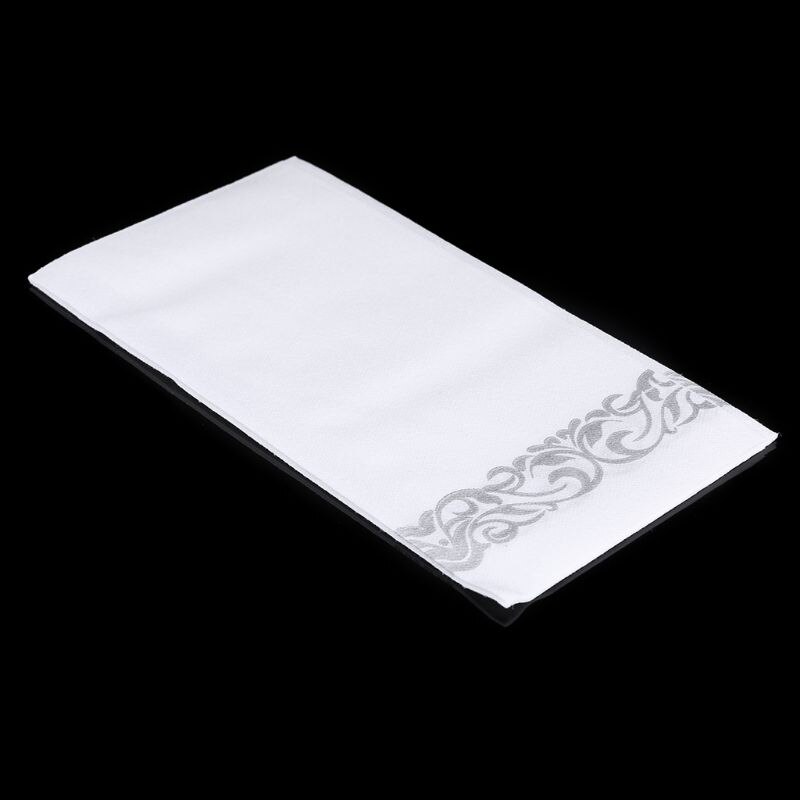 Wegwerp Linnen-Voelen Gast Handdoeken-Decoratieve Witte Handdoeken, Zilveren Bloemen Doek-Zoals Papier Servetten
