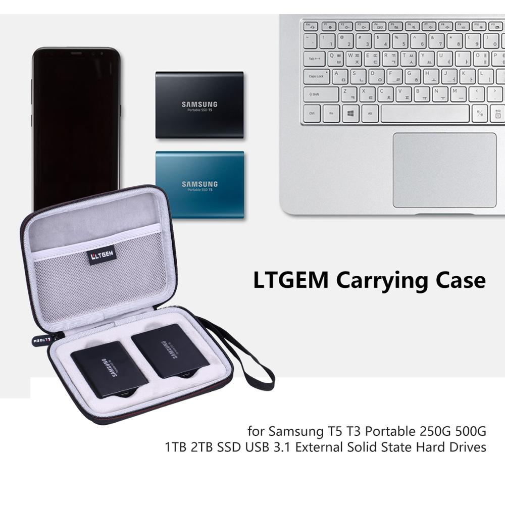 LTGEM Waterproof EVA Hard Case for Samsung T5 T3 Portable 250G 500G 1TB 2TB SSD USB3.1 External Solid State Hard Drives