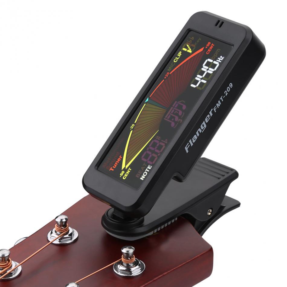 Flanger Multifunctionele Gitaar Tuner Digitale Clip-on Gitaar Tuner met Clip Mount voor Chromatische Gitaar Bas Ukulele Viool FMT-209