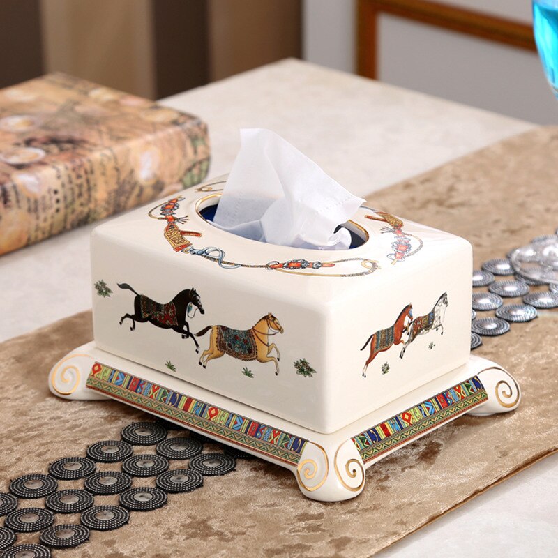 Bathroom Paper Box Ceramic European Style Tissue Rack Organizer Holder For Office Home Living Room DiningRoom KTV Useful