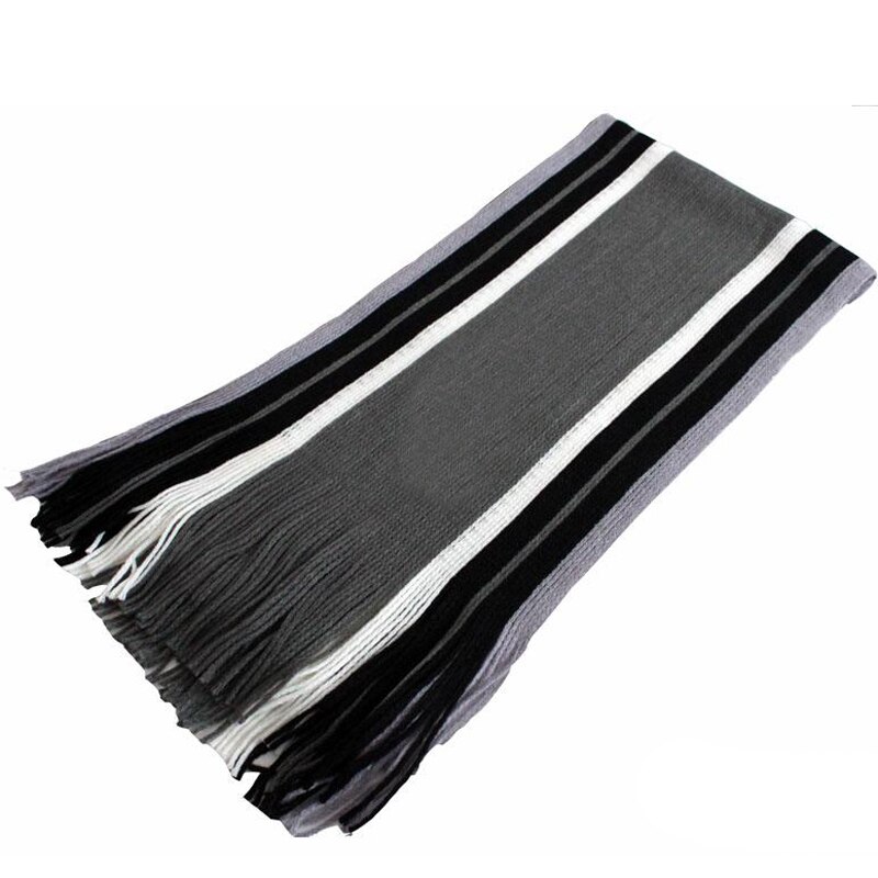 Dihope Winter Sjaal Mannen Gestreepte Katoenen Sjaal Mannelijke Sjaal Wrap Knit Kasjmier Bufandas Lange Gestreepte Met Kwastje: M gray