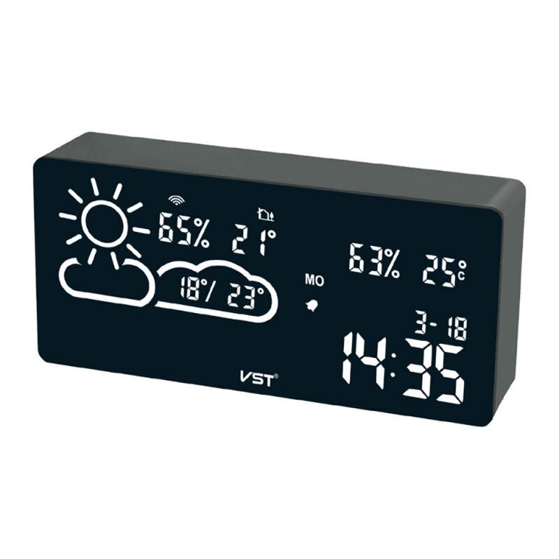 Wifi Led Digitale Wekker Radio Met Temperatuur Vochtigheid Lcd Diaplay Wereld Tijd Weersverwachting Radio App Klok: White
