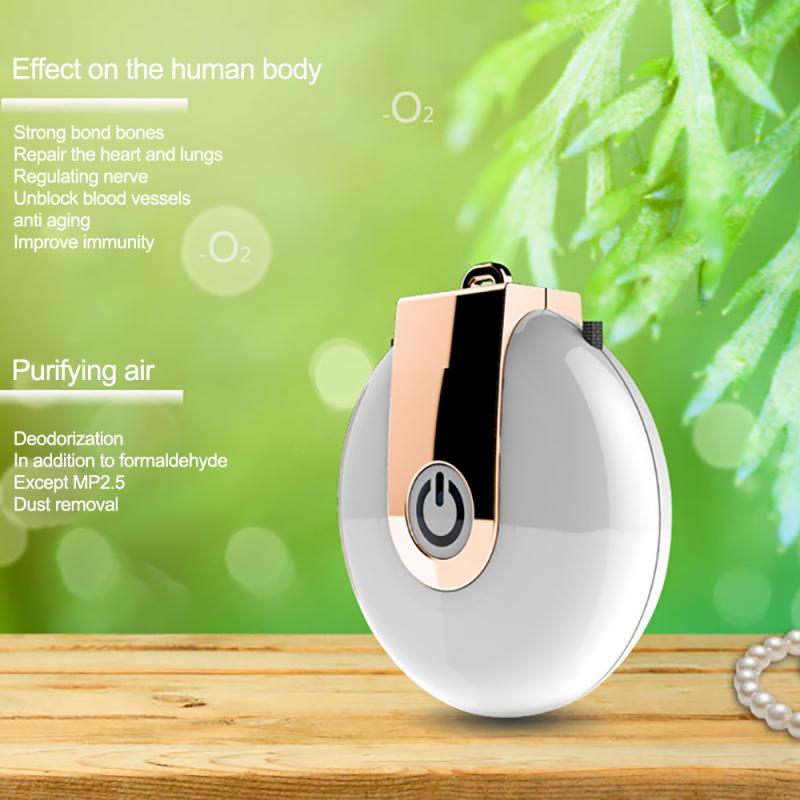Wearable Air Purifier Personal Mini Air Necklace Negative Ion Air Freshener No Radiation Low Noise for Adults Kid USB Portable