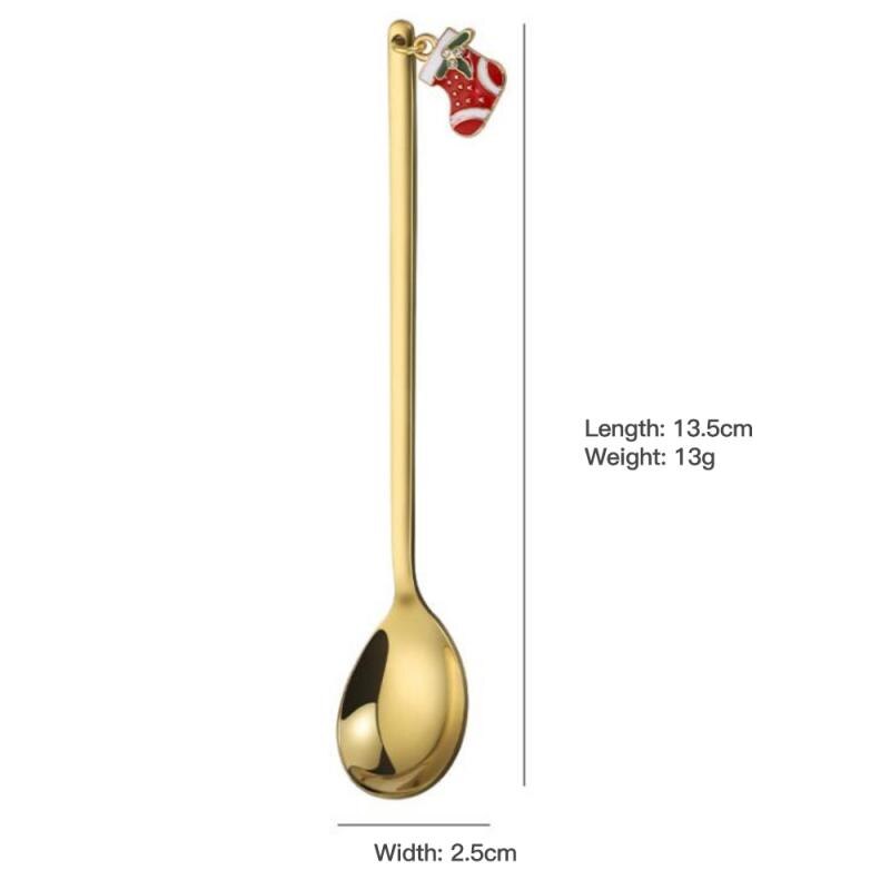 2 farben Edelstahl Kaffee Löffel Weihnachten Dekorative Geschirr Caps Besteck Halter Weihnachten Decor Tasche Tee Zubehör: 10