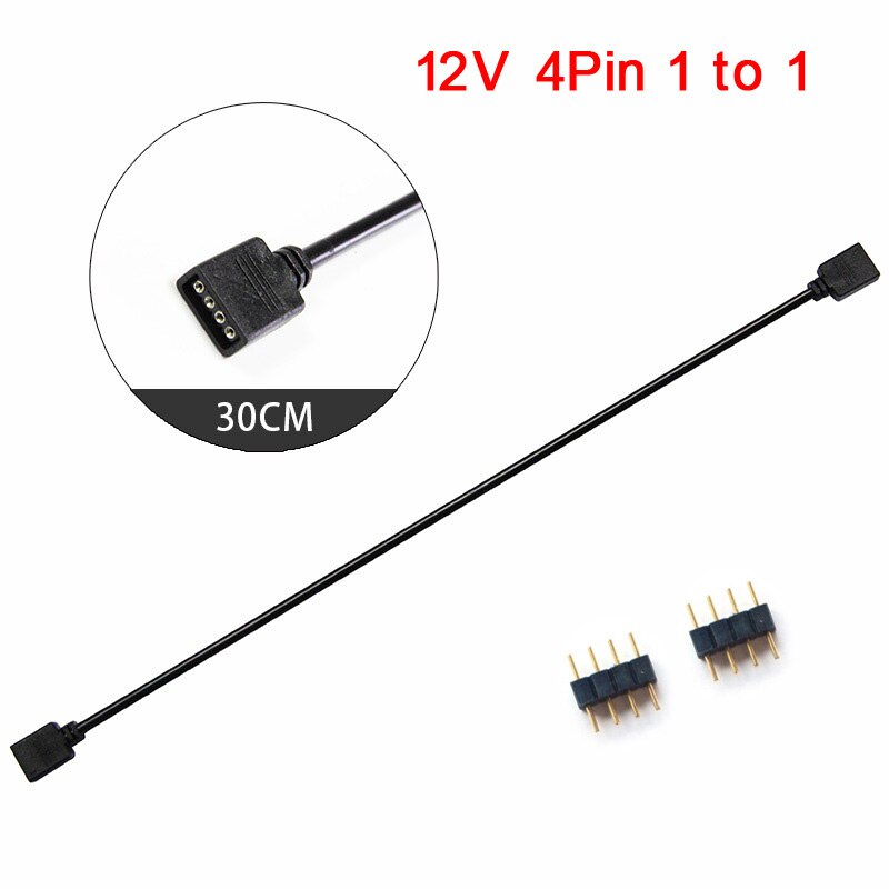 ARGB 5V 3Pin Extension Cable Adapter 30cm 1 to 1 2 3 4 5 12v 4pin RGB splitter cable for MSI A SUS ASRock AURA LED: 12V 4pin 1 to 1