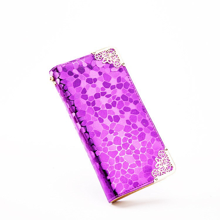 Long Wallets Ladies PU Leather Zipper Purse Card Holders Clutch bag Wallet Women Female Carteira Feminina S1262: Purple