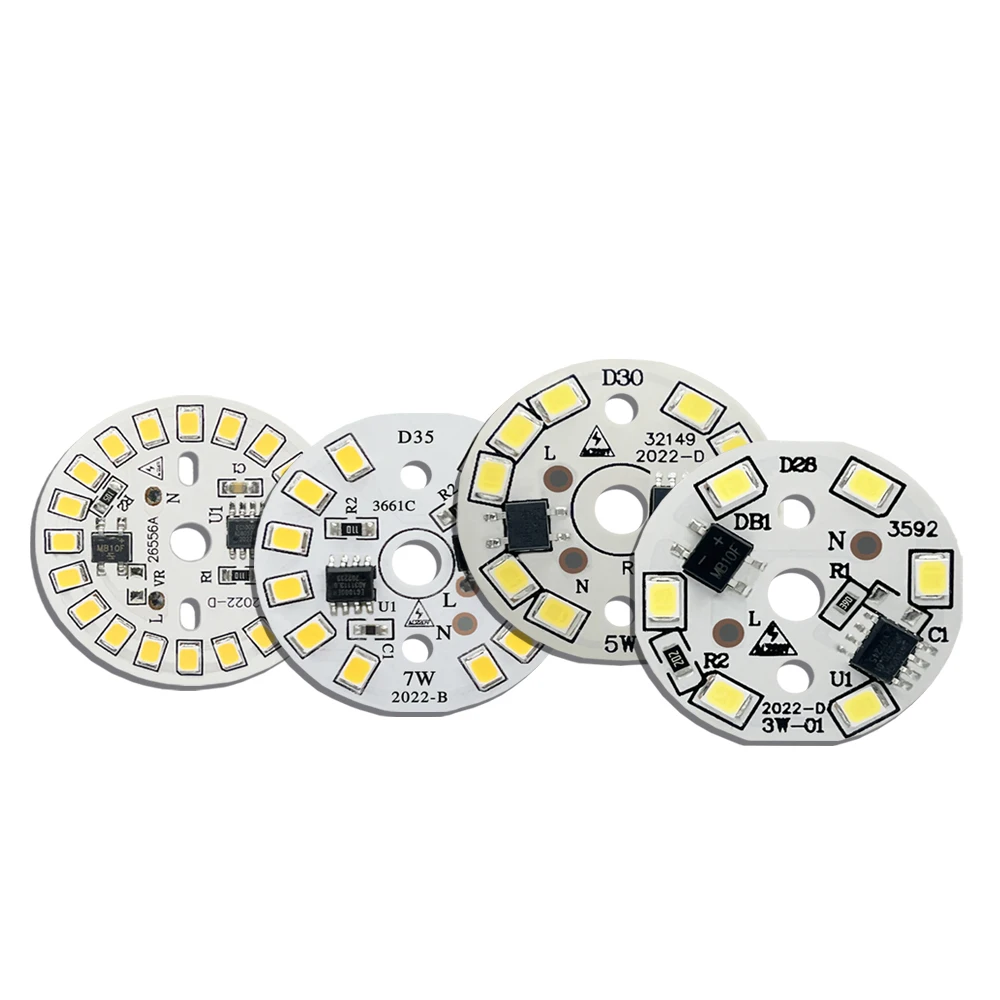 10 Uds. Chip de bombilla LED sin controlador 18W 15W 12W 9W 7W 5W 3W SMD 2835 cuenta de lámpara redonda AC 220V bombilla Chip iluminación foco luz jabalí
