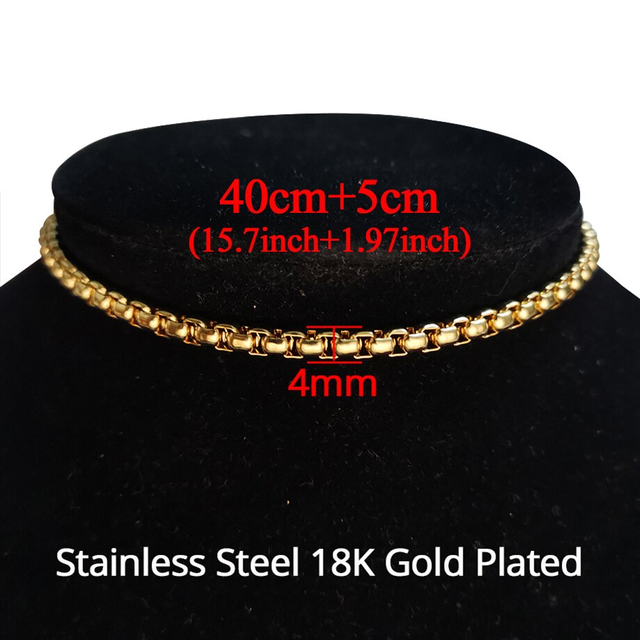 35cm moda de aço inoxidável clavícula plana snake link corrente gargantilha colar para homens feminino ouro charme colar colares jóias: XL547D4G40