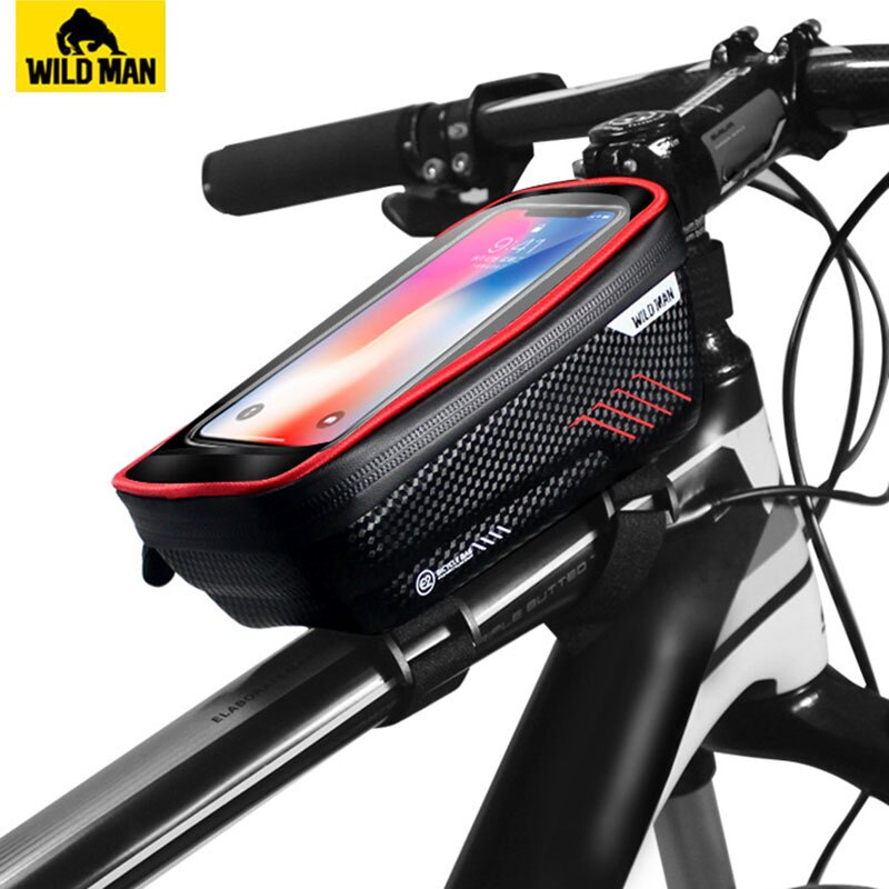 Fietstas Mountainbike Zakken Waterdichte Mtb Front Bag 6.2inch Mobiele Telefoon Case Fiets Top Tube Bag Fietsen Accessoires: Red