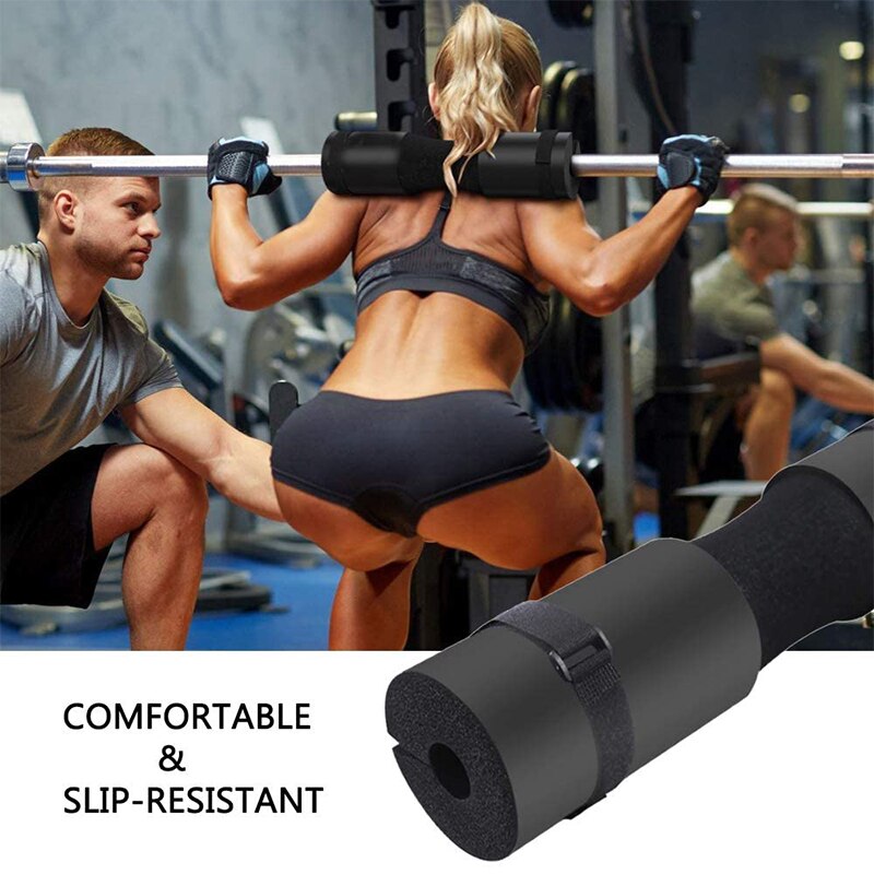 Barbell Pad Squat Pad - for Lunges Squats and Hip Thrusts - Relieve neck and shoulder discomfort - Fit Standard and Olympic Bars