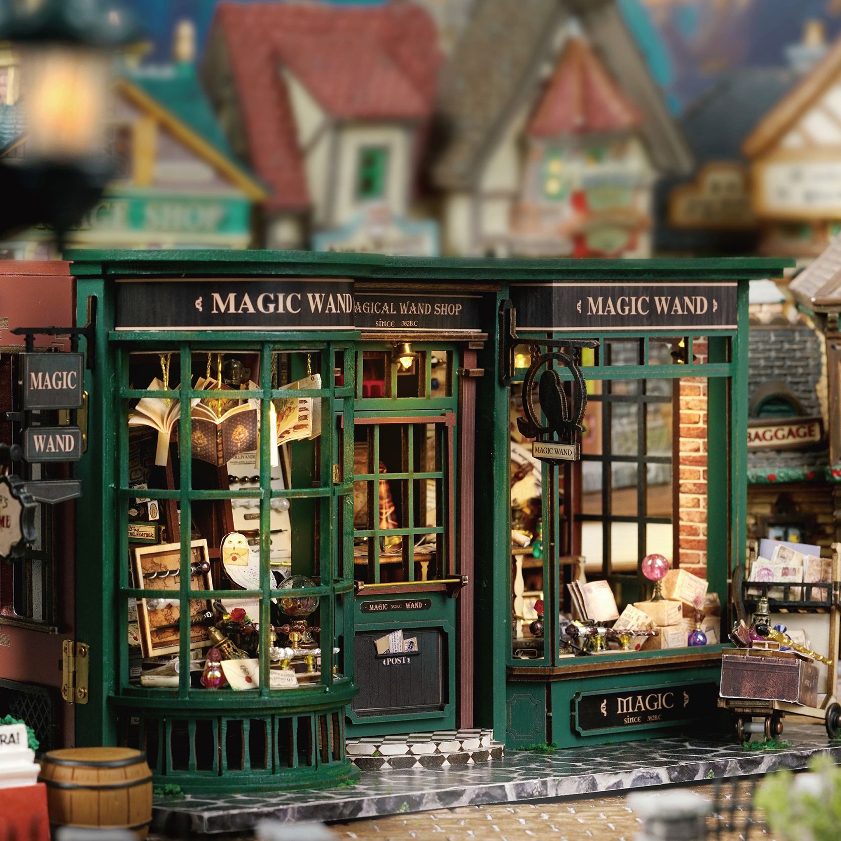 Magic Shop DIY Wooden Dollhouse Miniature Doll House Kit with Furniture Roombox Retro Home Model Toy for Children