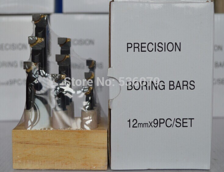 Jeu de 9 barres d'alésage à pointe en carbure de 12mm, pour tête d'alésage F1-12