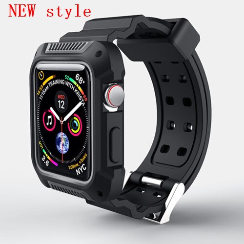 Case+strap for Apple watch band 44 mm 40mm iWatch band 38mm 42mm Silicone Protector case+bracelet Apple watch 5 4 3 2 1 38 42 40: new gray / 42mm