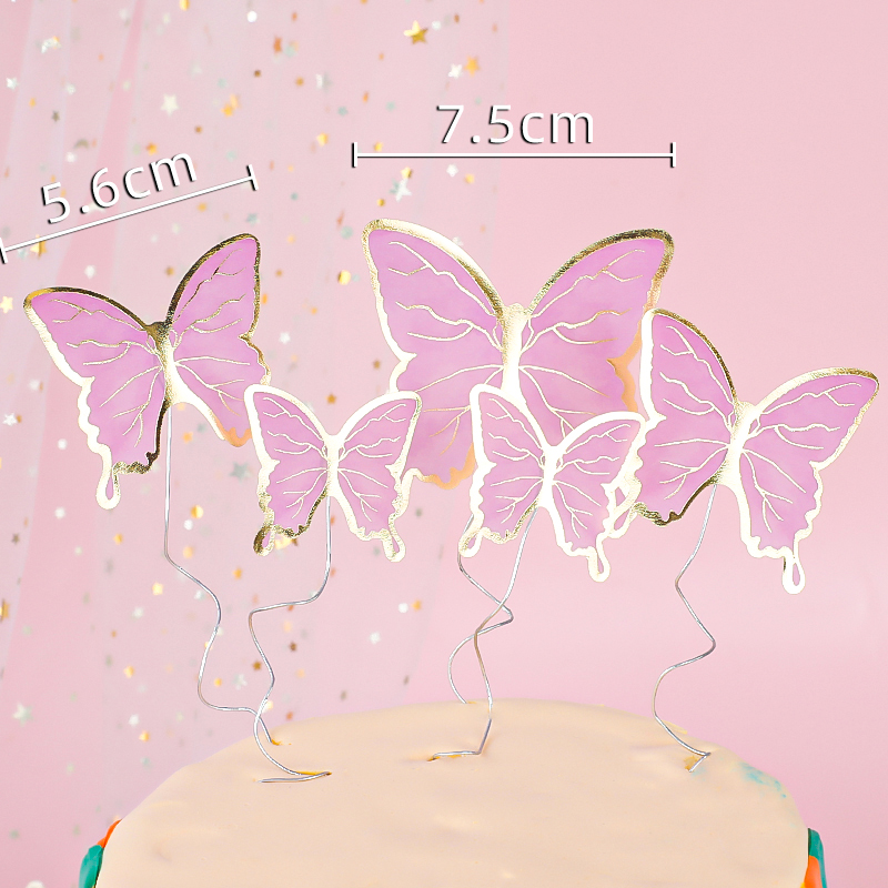 Gelukkige Verjaardag Vlinder Thema Cake Toppershandmade Geschilderd Bruiloft Verjaardag Taart Decoratie Party Bakken Levert