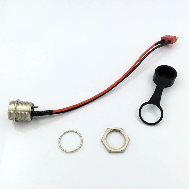 3 PIN Battery Charger Port Connector Socket with Waterproof Cap For Electric Scooter plug cable: black