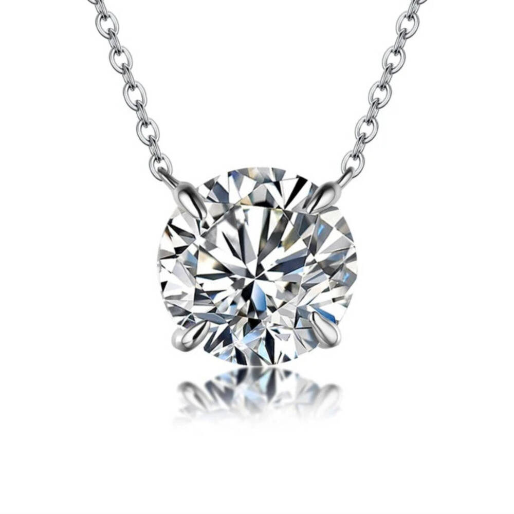 Moissanite Dia 6.5Mm 0.5-5CT Woman Pendant Sier Necklace For Women Chains Party Bridal Fine Jewelry 925sterling silver necklace: 55cm