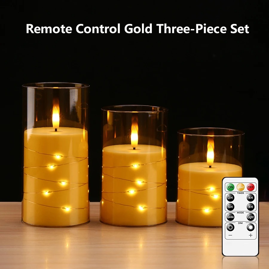 Velas LED decorativas con cadena LED, Control remoto con batería, vela LED para , boda, Navidad, decoración de Halloween: Color blanco cálido