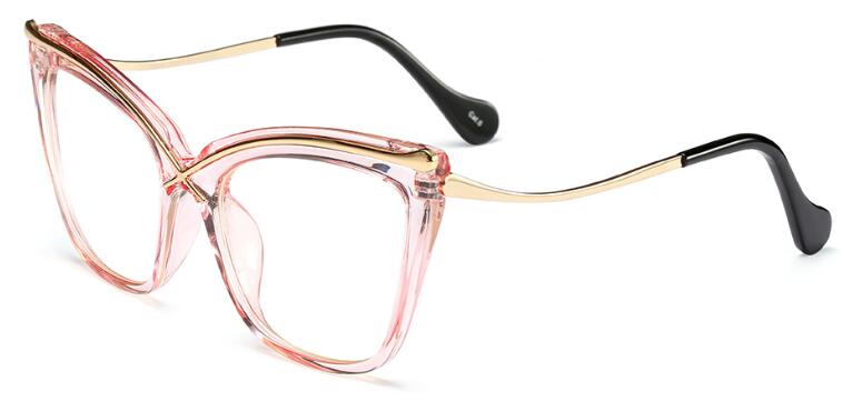 Transparent Cat Eye Frames Oversize Eyeglasses Luxury Brand Optical Glasses Frames For Women Clear Lens Eyewear: clear pink clear
