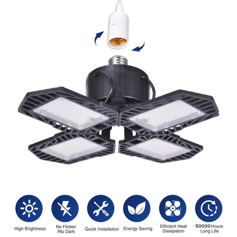 100W Garage Light Remote Control Bluetooth APP Control 3000K-6500K 10000LM Four Leaf Dimmable Adjustable Smart Folding Light