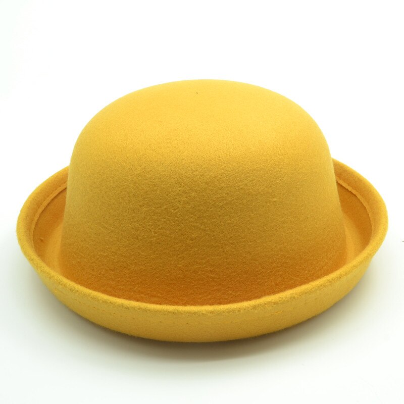 Brand Little girls fedora hat Dome cap Children dress hats Kids caps felt hats wool felting Bowler hat