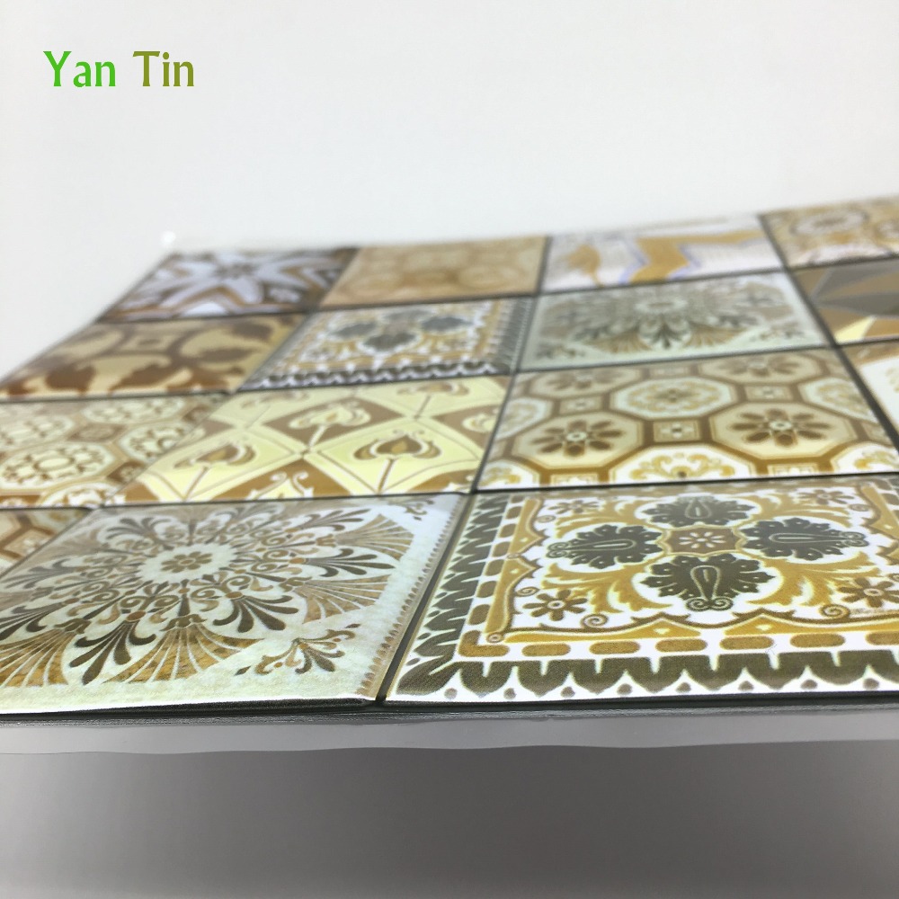 3D Simulation Leather Embossed Brick Pattern Tiles Wall Sticker Kitchen Bathroom Waist Line Wall Decals Home Decor PVC Art Mural