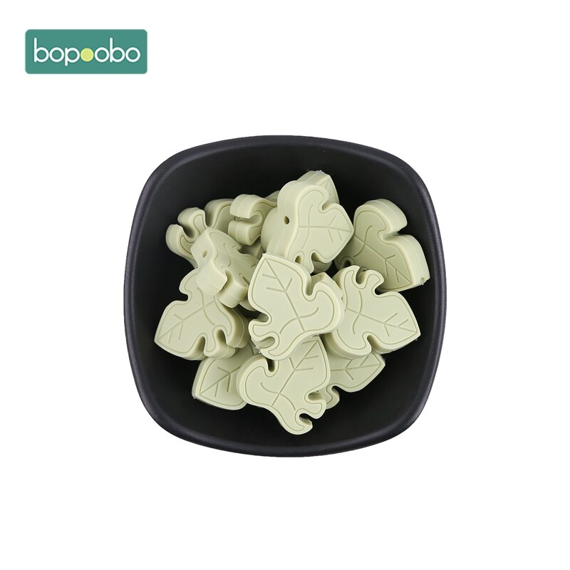 Bopoobo Silicone Teether Bead 10pcs BPA Free Silicone Turtle Leaf Beads Silicone Beads Baby Teething Beads Baby Teether: Matcha