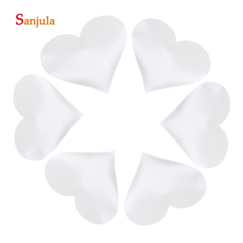Pétalos de rosa en forma de corazón de 5x5 cm, decoraciones para boda, lote de 50 unidades, románticas flores artificiales para , pétalos de flores para boda RS06: Blanco