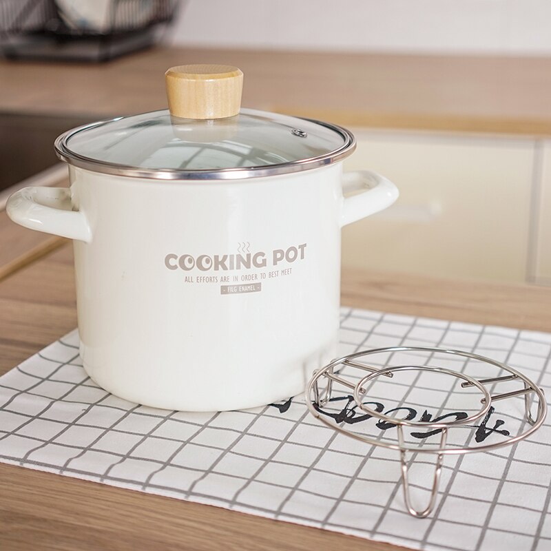 Porcelain enamel stew soup pot noodles thicked Japanese electromagnetic oven high temperature resistant cooker pot pan